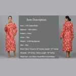 Indian Red Floral Kimono Beach Wear Robe - Image 8