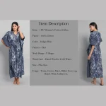 Indigo Blue Printed Pure Cotton Kaftan Dress - Image 7