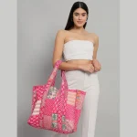 Lovely Reversible Pink Color Cotton Fabric Women Tote Bag - Image 3
