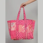 Lovely Reversible Pink Color Cotton Fabric Women Tote Bag - Image 5