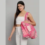 Lovely Reversible Pink Color Cotton Fabric Women Tote Bag