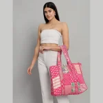 Lovely Reversible Pink Color Cotton Fabric Women Tote Bag - Image 2