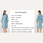 Luxury Blue Floral Printed Dressing Bath Robe - Image 8