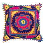Orange Embroidered Cotton Cushion Cover 16" - Image 2
