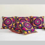 Orange Embroidered Cotton Cushion Cover 16"