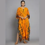 Orange Shiobri Tie Dye Rayon Kaftan Long Tunic