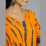 Orange Shiobri Tie Dye Rayon Kaftan Long Tunic - Image 4