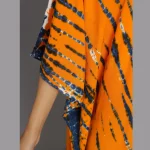 Orange Shiobri Tie Dye Rayon Kaftan Long Tunic - Image 5