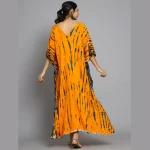 Orange Shiobri Tie Dye Rayon Kaftan Long Tunic - Image 6