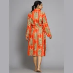 Orange Tiger & Striped Printed Cotton Bath Robe - Image 6