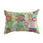Parrot Green Patchwork Embroidered Pillow Cover - Image 2