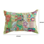 Parrot Green Patchwork Embroidered Pillow Cover - Image 4