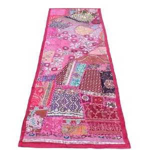 Pink Beaded Wall Decore Patchwork Tapestry - Image 3