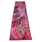 Pink Cotton Patchwork Beaded Wall hanging - Image 3