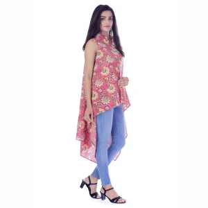 Pink Floral Print Cotton Kimono Shrug - Image 3