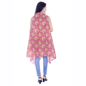 Pink Floral Print Cotton Kimono Shrug - Image 5