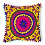 Suzani Floral Embroidery Cushion Cover Cotton Throw - Image 2