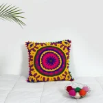 Suzani Floral Embroidery Cushion Cover Cotton Throw