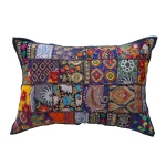 Traditional Blue Khambadiya Patchwork Pillow Cover - Image 2