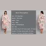 Traditional White Floral Print Cotton Kimono Dressing Bath Robes - Image 7