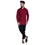 Violet Plain Men Classic Shirt Long Sleeve Cotton Solid Shirt - Image 2