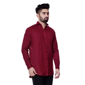 Violet Plain Men Classic Shirt Long Sleeve Cotton Solid Shirt - Image 4
