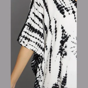 White & Black Print Designer Rayon Kaftan - Image 5