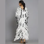 White & Black Print Designer Rayon Kaftan - Image 6