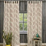 White Feather Printed Design Cotton Curtain - Image 2