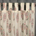 White Feather Printed Design Cotton Curtain - Image 3