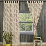White Feather Printed Design Cotton Curtain
