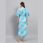Women Beach Wear Blue Long Kaftan Tie Dye Printed Maxi - Image 6