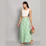 Women Beach Wear Cotton Boho Paisley Green Skirt