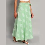 Women Beach Wear Cotton Boho Paisley Green Skirt - Image 3