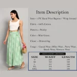 Women Beach Wear Cotton Boho Paisley Green Skirt - Image 7