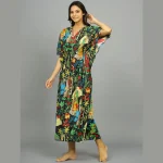 Women Black Frida Kahlo Print Cotton Kaftan - Image 4