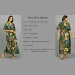 Women Black Frida Kahlo Print Cotton Kaftan - Image 7