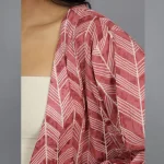 Women Maroon Arrow Print Cotton Kimono Shrug - Image 4