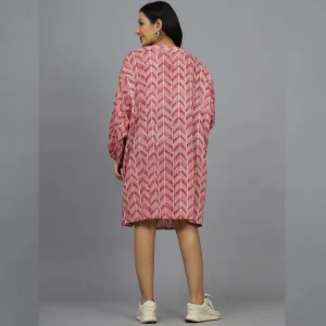 Women Maroon Arrow Print Cotton Kimono Shrug - Image 6