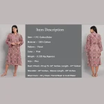 Women's Pink Floral Printed Long Bath Robe - Image 7