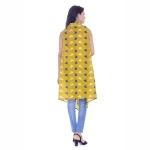 Women's Sleeveless Kimono Yellow Ikat Printed Shrug - Image 5