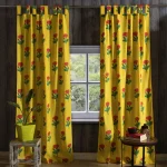 Yellow Floral Print Cotton Curtains - Image 2