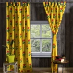 Yellow Floral Print Cotton Curtains