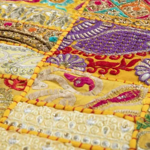 Yellow Khambadiya Patchwork Wall Hanging Runner - Image 3