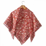 40" Red Floral Print Cotton Stole