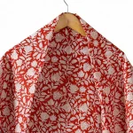 40" Red Floral Print Cotton Stole - Image 3