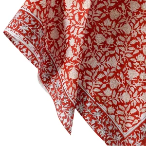 40" Red Floral Print Cotton Stole - Image 5