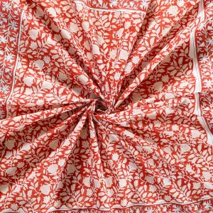 40" Red Floral Print Cotton Stole - Image 6