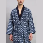 Beach Wear Blue Floral Print Cotton Bathrobe - Image 2