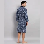 Beach Wear Blue Floral Print Cotton Bathrobe - Image 6